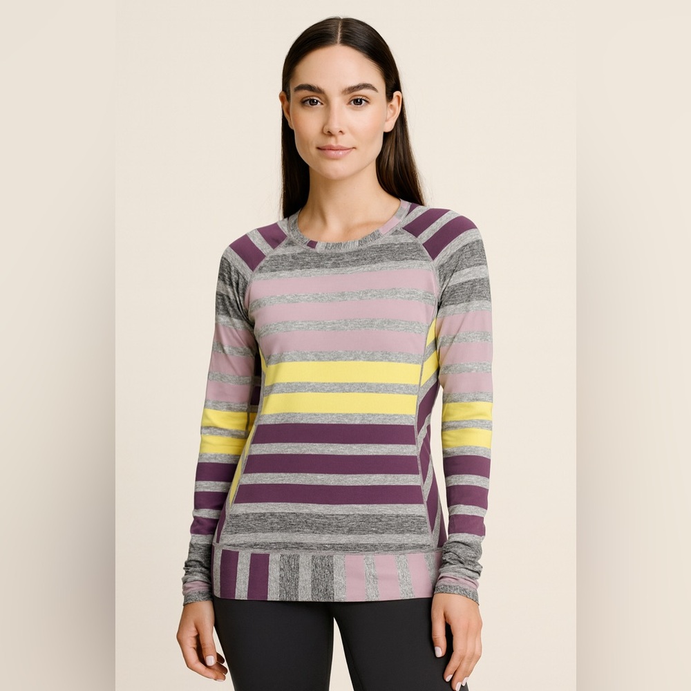 Lululemon Race Your Pace Long Sleeve Striped Rulu size 6 slim fit hip length